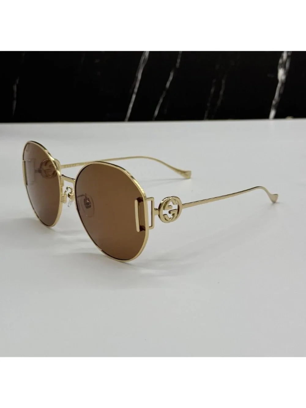 New Gucci GG1206SA 003 Women Oversized Gold Brown Sunglasses